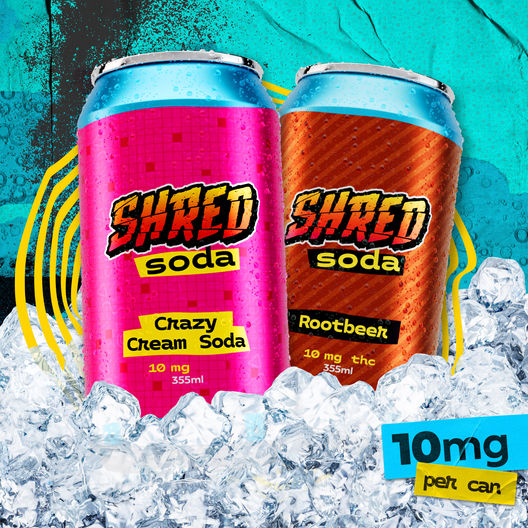 Two SHRED Sodas: OG Rootbeer and Crazy Cream.