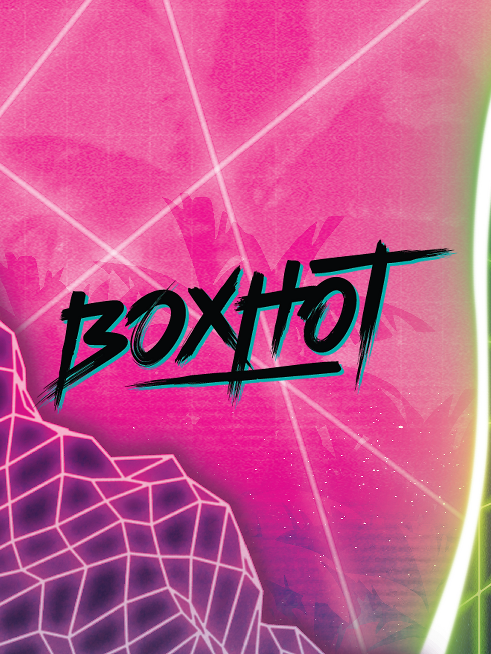 The BoxHot logo on a decorative background.
