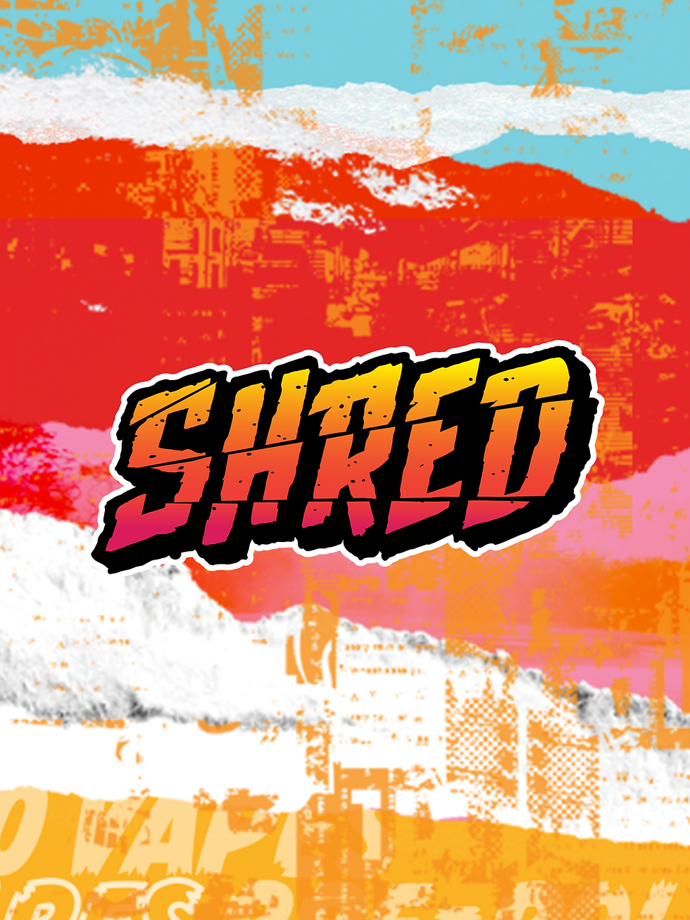 The Shred logo on a decorative background.